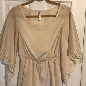 Cream top with wide sleeves